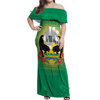 Gabon Independence Day Off Shoulder Maxi Dress Memorial Leon Mba Monument - Wonder Print Shop