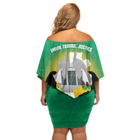 Gabon Independence Day Off Shoulder Short Dress Memorial Leon Mba Monument - Wonder Print Shop