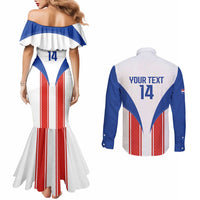 Custom Paraguay Football Couples Matching Mermaid Dress and Long Sleeve Button Shirt Come On Las Guaranies - Wonder Print Shop