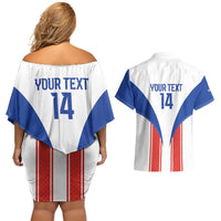 Custom Paraguay Football Couples Matching Off Shoulder Short Dress and Hawaiian Shirt Come On Las Guaranies - Wonder Print Shop