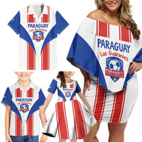 Custom Paraguay Football Family Matching Off Shoulder Short Dress and Hawaiian Shirt Come On Las Guaranies - Wonder Print Shop