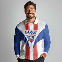 Custom Paraguay Football Long Sleeve Polo Shirt Come On Las Guaranies - Wonder Print Shop