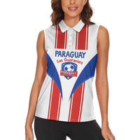 Custom Paraguay Football Women Sleeveless Polo Shirt Come On Las Guaranies - Wonder Print Shop