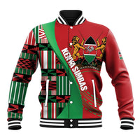 Custom Kenya Cricket Baseball Jacket Come On Simbas Kente Pattern - Wonder Print Shop