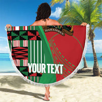 Custom Kenya Cricket Beach Blanket Come On Simbas Kente Pattern - Wonder Print Shop