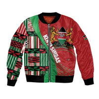 Custom Kenya Cricket Bomber Jacket Come On Simbas Kente Pattern - Wonder Print Shop