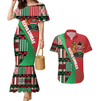 Custom Kenya Cricket Couples Matching Mermaid Dress and Hawaiian Shirt Come On Simbas Kente Pattern - Wonder Print Shop