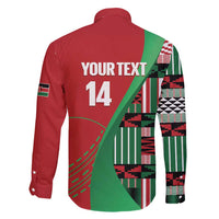 Custom Kenya Cricket Family Matching Off Shoulder Maxi Dress and Hawaiian Shirt Come On Simbas Kente Pattern - Wonder Print Shop