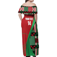 Custom Kenya Cricket Family Matching Off Shoulder Maxi Dress and Hawaiian Shirt Come On Simbas Kente Pattern - Wonder Print Shop