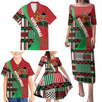 Custom Kenya Cricket Family Matching Puletasi and Hawaiian Shirt Come On Simbas Kente Pattern - Wonder Print Shop