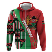 Custom Kenya Cricket Hoodie Come On Simbas Kente Pattern - Wonder Print Shop