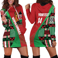 Custom Kenya Cricket Hoodie Dress Come On Simbas Kente Pattern - Wonder Print Shop