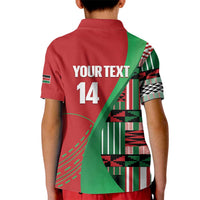 Custom Kenya Cricket Kid Polo Shirt Come On Simbas Kente Pattern - Wonder Print Shop
