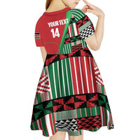 Custom Kenya Cricket Kid Short Sleeve Dress Come On Simbas Kente Pattern - Wonder Print Shop
