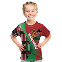 Custom Kenya Cricket Kid T Shirt Come On Simbas Kente Pattern - Wonder Print Shop