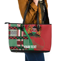 Custom Kenya Cricket Leather Tote Bag Come On Simbas Kente Pattern - Wonder Print Shop