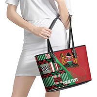 Custom Kenya Cricket Leather Tote Bag Come On Simbas Kente Pattern - Wonder Print Shop