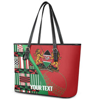 Custom Kenya Cricket Leather Tote Bag Come On Simbas Kente Pattern - Wonder Print Shop