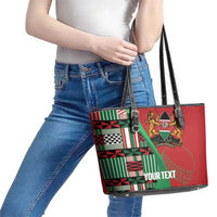 Custom Kenya Cricket Leather Tote Bag Come On Simbas Kente Pattern - Wonder Print Shop