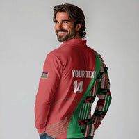 Custom Kenya Cricket Long Sleeve Polo Shirt Come On Simbas Kente Pattern - Wonder Print Shop