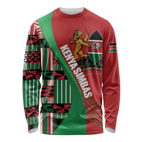 Custom Kenya Cricket Long Sleeve Shirt Come On Simbas Kente Pattern - Wonder Print Shop