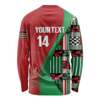 Custom Kenya Cricket Long Sleeve Shirt Come On Simbas Kente Pattern - Wonder Print Shop