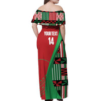 Custom Kenya Cricket Off Shoulder Maxi Dress Come On Simbas Kente Pattern - Wonder Print Shop