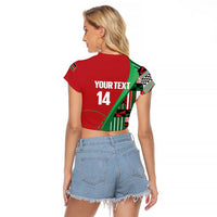 Custom Kenya Cricket Raglan Cropped T Shirt Come On Simbas Kente Pattern - Wonder Print Shop