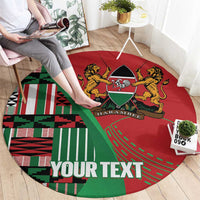 Custom Kenya Cricket Round Carpet Come On Simbas Kente Pattern - Wonder Print Shop