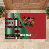 Custom Kenya Cricket Rubber Doormat Come On Simbas Kente Pattern - Wonder Print Shop