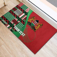 Custom Kenya Cricket Rubber Doormat Come On Simbas Kente Pattern - Wonder Print Shop