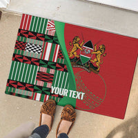 Custom Kenya Cricket Rubber Doormat Come On Simbas Kente Pattern - Wonder Print Shop