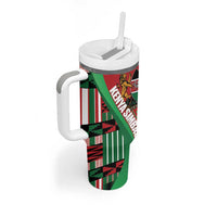 Custom Kenya Cricket Tumbler With Handle Come On Simbas Kente Pattern - Wonder Print Shop