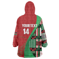 Custom Kenya Cricket Wearable Blanket Hoodie Come On Simbas Kente Pattern - Wonder Print Shop