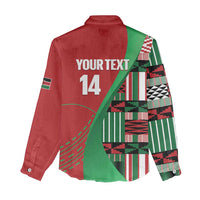 Custom Kenya Cricket Women Casual Shirt Come On Simbas Kente Pattern - Wonder Print Shop
