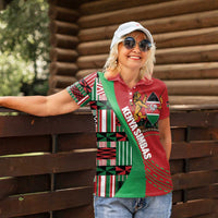 Custom Kenya Cricket Women Polo Shirt Come On Simbas Kente Pattern - Wonder Print Shop