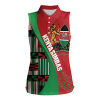 Custom Kenya Cricket Women Sleeveless Polo Shirt Come On Simbas Kente Pattern - Wonder Print Shop