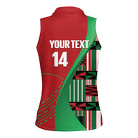 Custom Kenya Cricket Women Sleeveless Polo Shirt Come On Simbas Kente Pattern - Wonder Print Shop