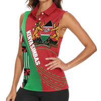 Custom Kenya Cricket Women Sleeveless Polo Shirt Come On Simbas Kente Pattern - Wonder Print Shop