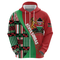 Custom Kenya Cricket Zip Hoodie Come On Simbas Kente Pattern - Wonder Print Shop