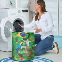 Christmas In July Brazil Laundry Basket Feliz Natal Blue Macaw Santa Tropical Vibes
