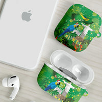 Christmas In July Brazil AirPods Case Feliz Natal Blue Macaw Santa Tropical Vibes