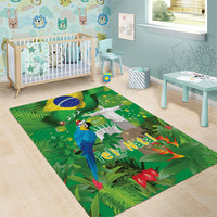 Christmas In July Brazil Area Rug Feliz Natal Blue Macaw Santa Tropical Vibes