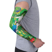 Christmas In July Brazil Arm Sleeves Feliz Natal Blue Macaw Santa Tropical Vibes