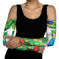 Christmas In July Brazil Arm Sleeves Feliz Natal Blue Macaw Santa Tropical Vibes