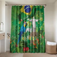 Christmas In July Brazil Bathroom Set Feliz Natal Blue Macaw Santa Tropical Vibes