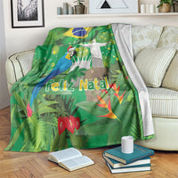 Christmas In July Brazil Blanket Feliz Natal Blue Macaw Santa Tropical Vibes