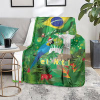 Christmas In July Brazil Blanket Feliz Natal Blue Macaw Santa Tropical Vibes
