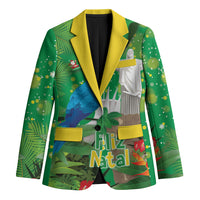 Christmas In July Brazil Blazer Feliz Natal Blue Macaw Santa Tropical Vibes