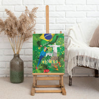 Christmas In July Brazil Canvas Wall Art Feliz Natal Blue Macaw Santa Tropical Vibes